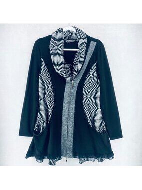 Vintage Pyramid Collection Sweater Womens M Black Full Zip Cardigan Whimsygoth